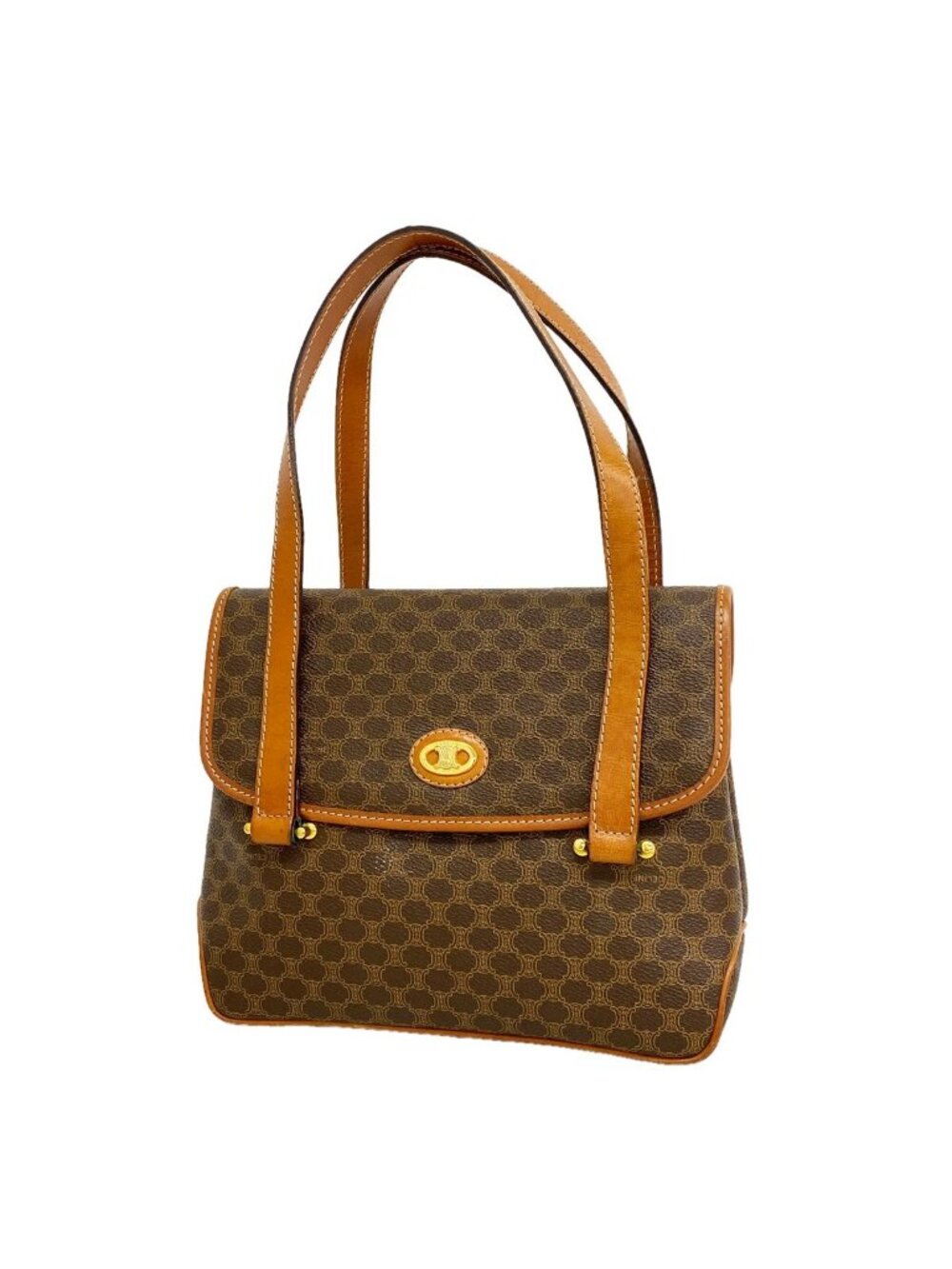 Celine Shoulder Bag Macadam Brown Gold
